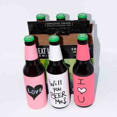 Learn how to make Valentine's Day beer. Beer turned into a diy beer gift with a personalized theme.