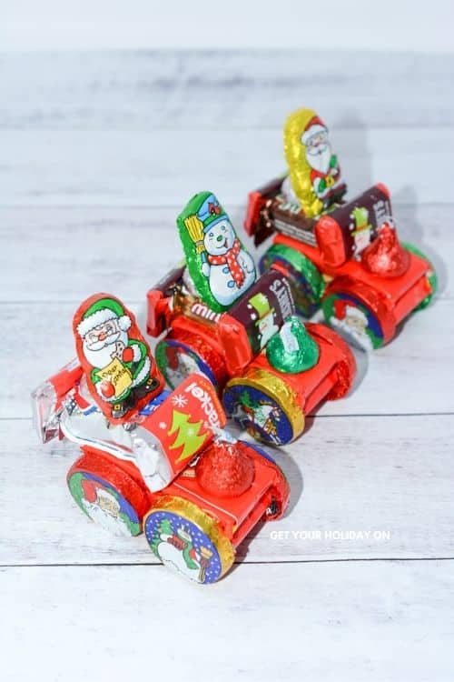 Chocolate bars that are needed to make a candy Santa sleigh.