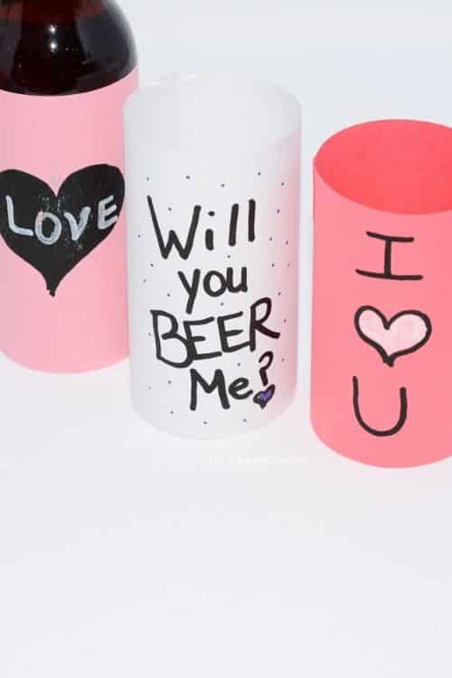 What the construction paper will look like after cutting it the length of the beer bottle.