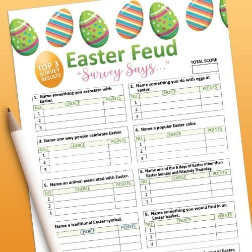 Printable Easter games like Family Feud is perfect for Adults.