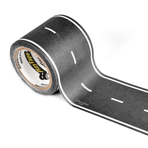 How cool is this road tape for Hot Wheels and Matchbox Cars? This removable tape is perfect for those Die-Cast Toy and Model Cars. This Car themed road tape is great for home and even on the go. It's a perfect use for hotel room floors because the tape is reusable and doesn't stick to the floor. Create shaped roads perfect for toddlers and children to stay entertained for hours.