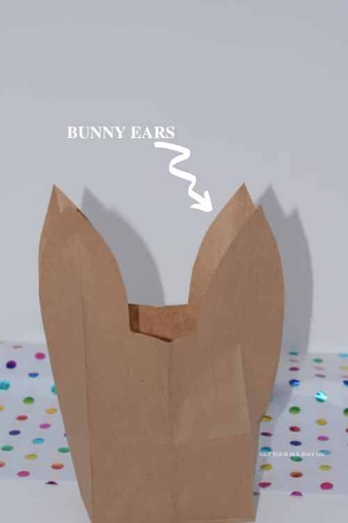 This will create the bunny ears shape to make the easter bunny bag.