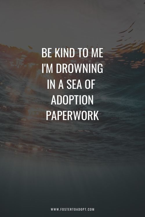 Be Kind to me I'm drowning in adoption paperwork quote!