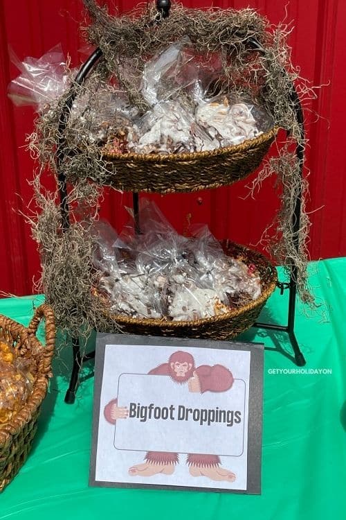 Bigfoot droppings made into a cookie tray for a bigfoot party idea.
