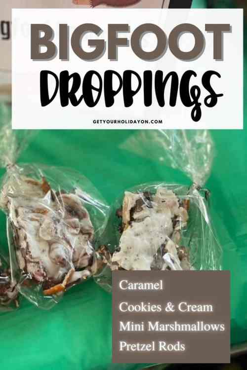 Bigfoot droppings includes caramel, cookies & cream, mini marshmallows, and Pretzel rods.