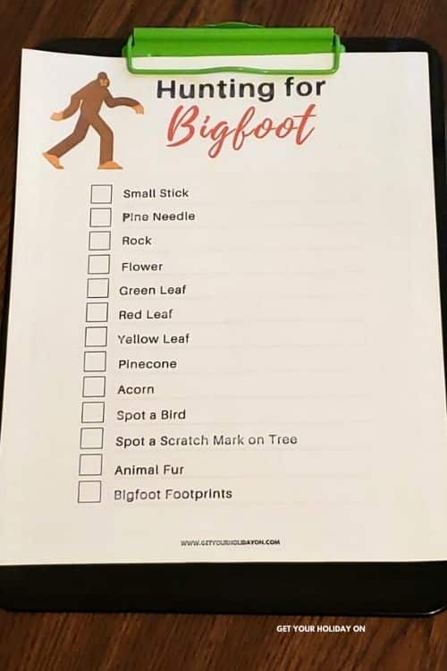 Free printable for kids scavenger hunt.