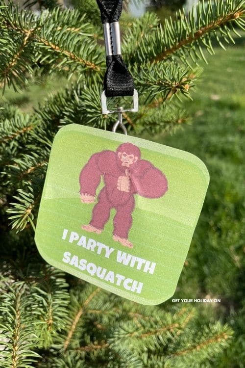 I party with sasquatch free printable for button or necklace.