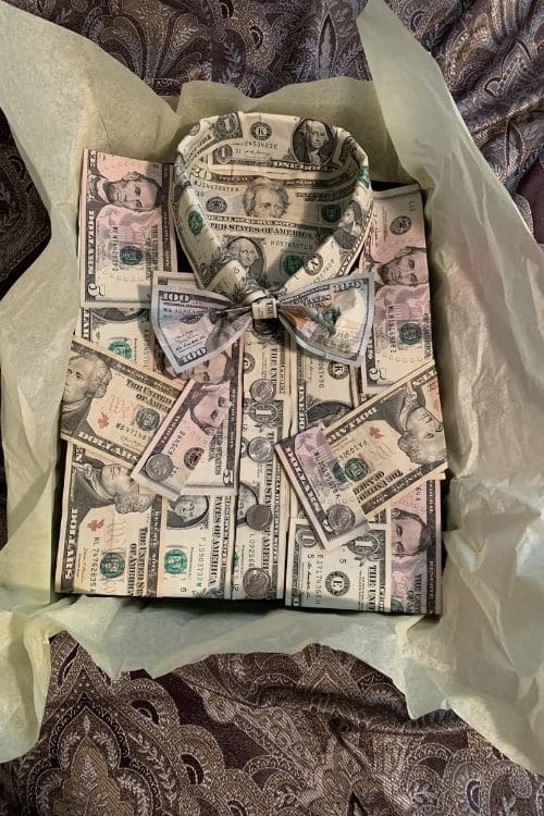 cash money turned into a shirt.