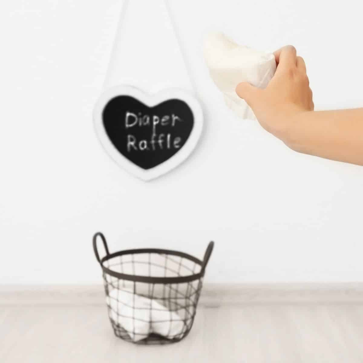 toss the diaper in the trash can baby shower diaper raffle game idea