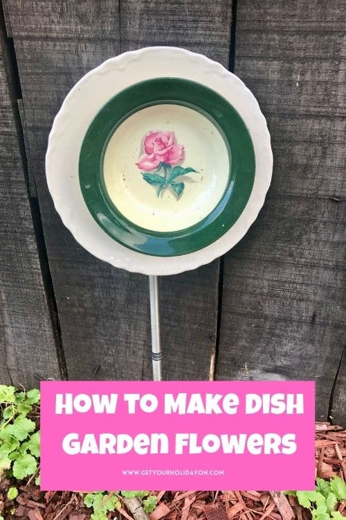 Plate and bowl stuck together to show how to make dish garden flowers.