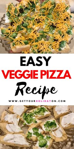 Pin the latest version of veggie pizza! A delicious side dish for any party! #sidedish #food #momlife #healthy