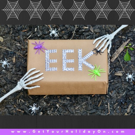 If you're in the market for DIY ideas on how to create a Halloween themed gift... You will want to see how easy it is to dress up a package. This Halloween EEK themed gift is really easy to make and perfect for the Halloween birthday, Anniversary, or other themed special occasion.