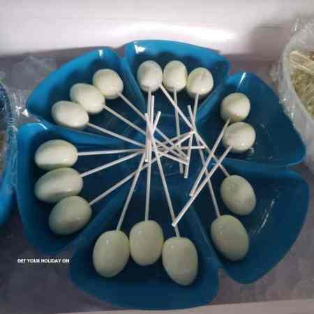 Food Bar Party Idea! Boiled eggs on a stick.