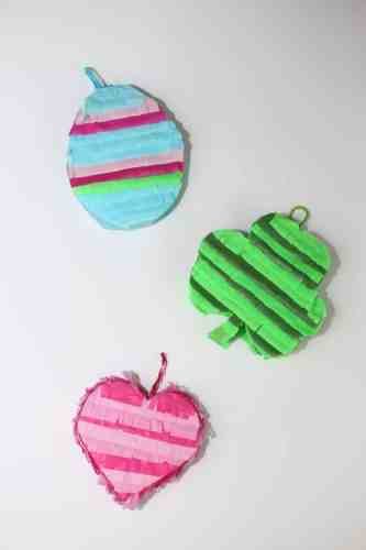 The best ways to make an Easter egg piñata, Shamrock pinata and a mini heart.