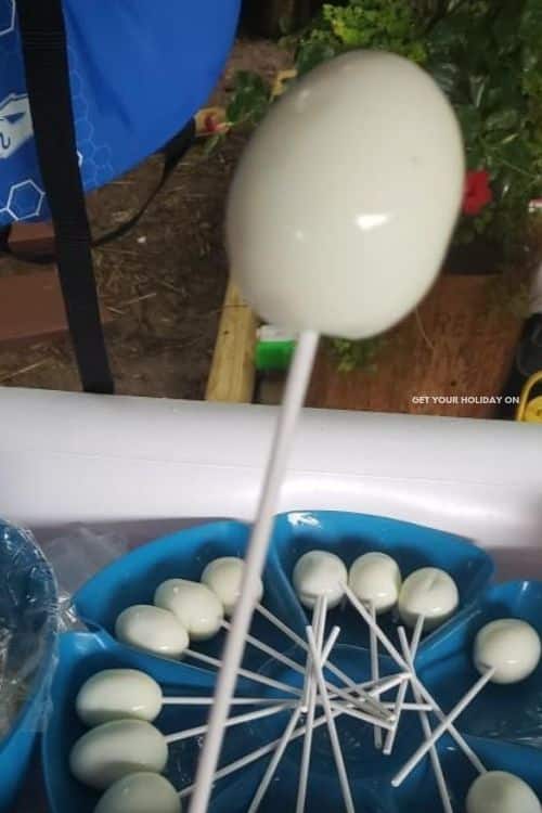 Eggs on a stick! Simple party food idea for a party bar.