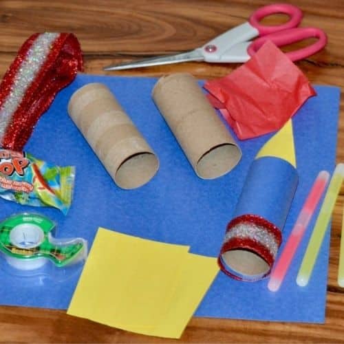 The materials needed for the firework craft.