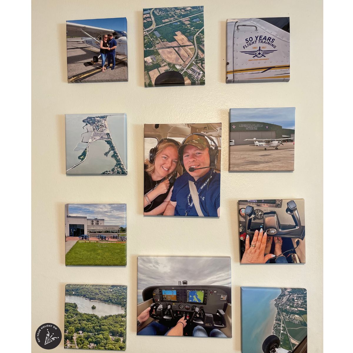 flight making a collage of canvases for my wall of our date experience