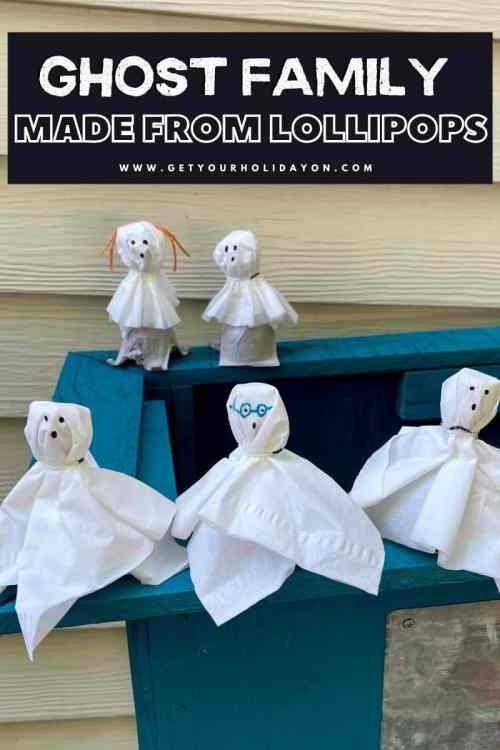Ghost family craft made from lollipops!