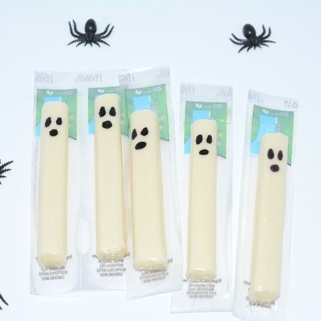 String cheese ghosts super easy Halloween treat.