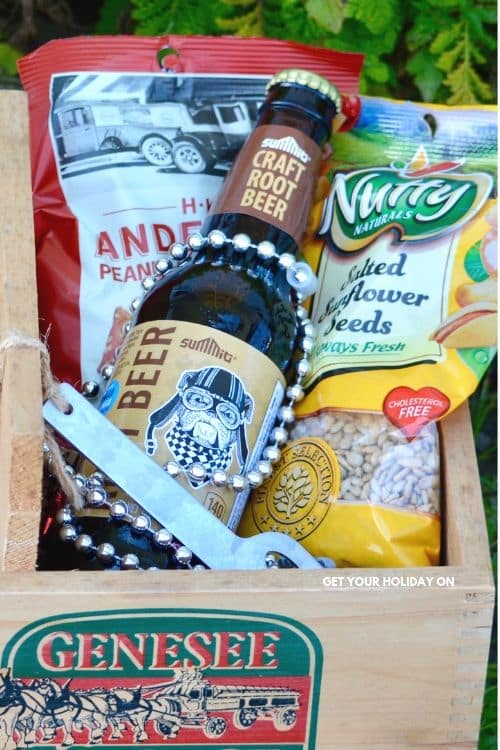Right side includes items for a food gift basket to use for a gift idea for a birthday gift basket, Holiday gift basket, or even an Anniversary gift
