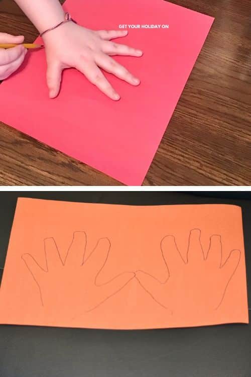 drawing hand prints for art project.