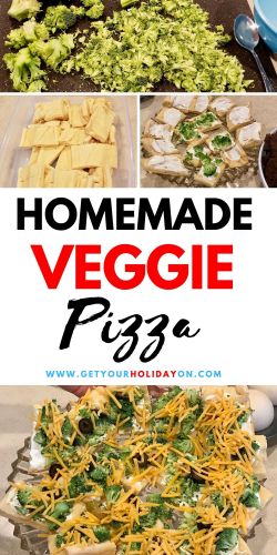 Homemade Veggie Pizza Recipe for must have side dishes! #partyplanning #food #pizza #diys