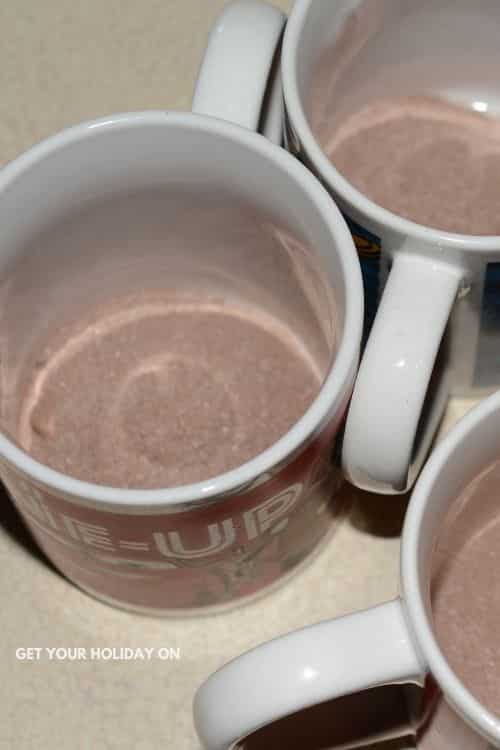 hot cocoa mix Cocoa mix put in mugs to drink.