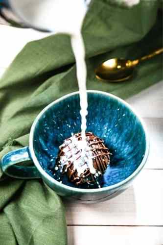 only 3 ingredients needed for this vegan hot chocolate bomb.