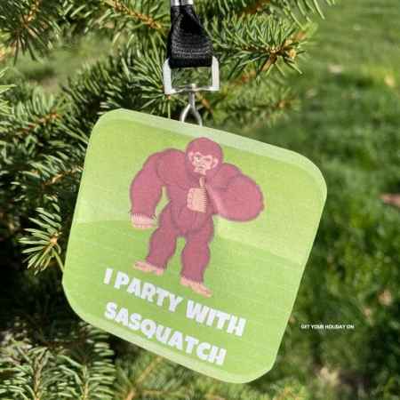 I party with Sasquatch free printable button or necklace.