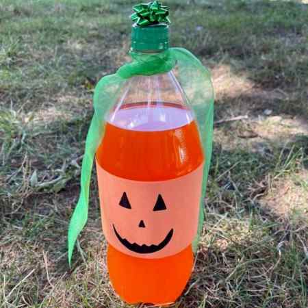 soda pumpkin craft with a 2 liter bottle of orange pop