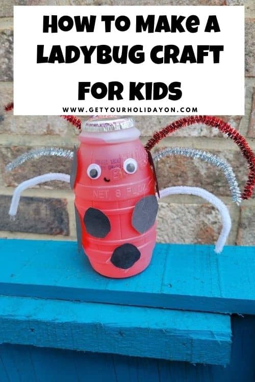 Grab a hug fruit drink, pipe cleaners, googly eyes, and black construction paper and make this simple ladybug craft for kids.