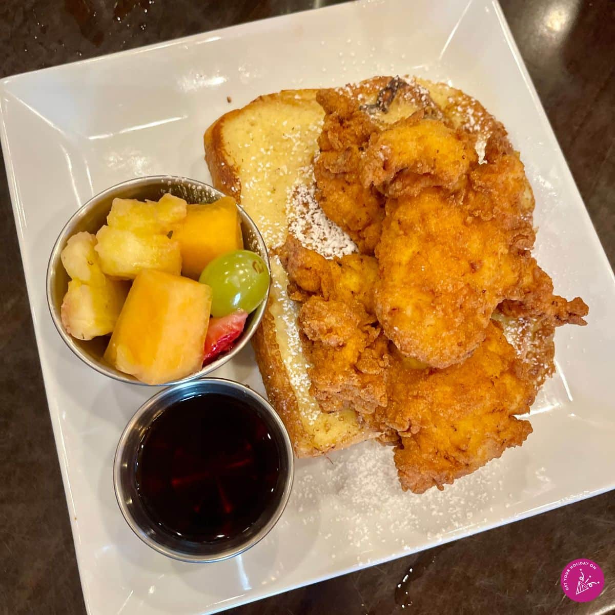 Legends Grille Food With items like Chicken and Waffles and the Monte Cristo Sandwich, as well as appetizers and desserts, this restaurant has a wide range of fresh food to offer.