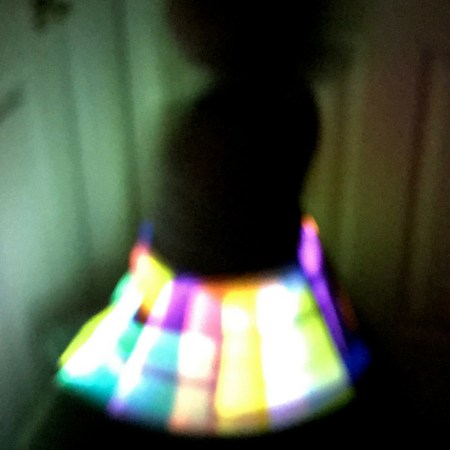 This fun and unique glow in the dark skirt is so cool, fun, and REALLY easy to make! Neon glow bracelets add that creativeness to the skirt that will make the whole evening extra fun for your child. I made sure to add the glow sticks all around my daughter's skirt so you could see them in the front and the back. My daughter loved this and when she would spin she lit up the room.♥