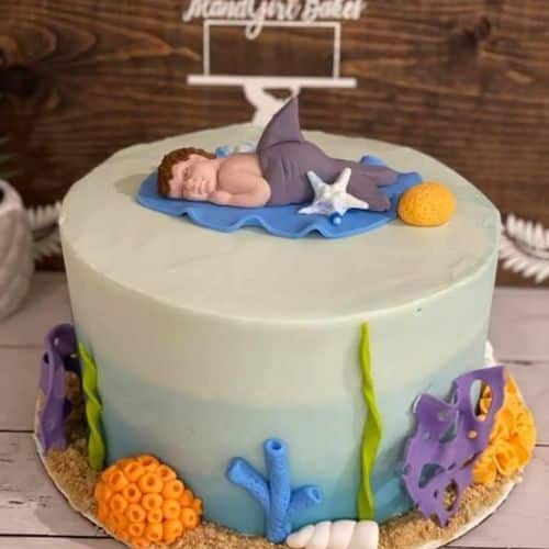 Little mermaid cake personalized with baby