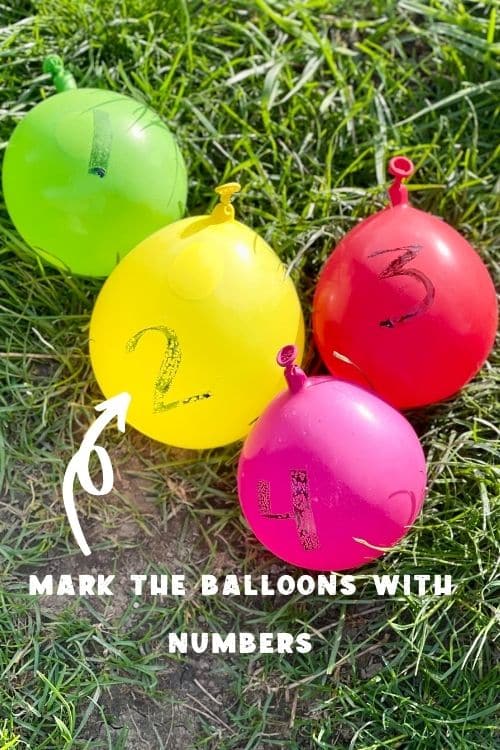 Fun water balloon games Mark each of the balloons with numbers to play the fun water balloon games.