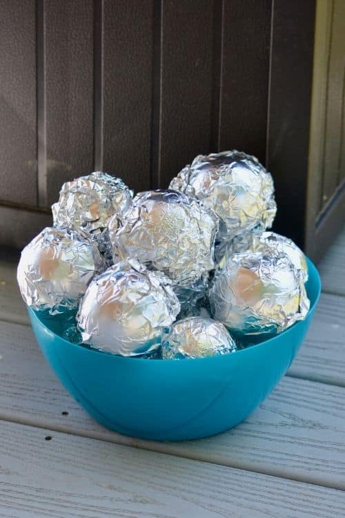 Art for kids from outerspace, moon rocks wrapped up for a moon rock hunt.