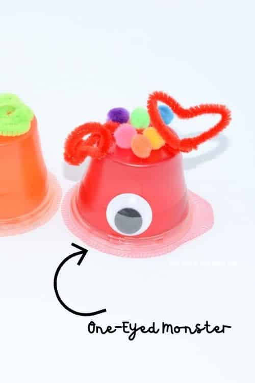 Preschoolers could easily make this one-eyed Valentine's Day Craft Monsters!