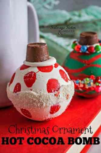 diy ornament chocolate bombs with hot cocoa mix.