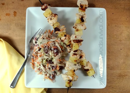 Image for Piña Colada Chicken Skewers with Fennel Cherry Slaw