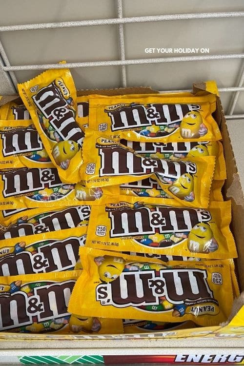 M & M candy makes a great gift idea for dollar store prizes for a baby shower.