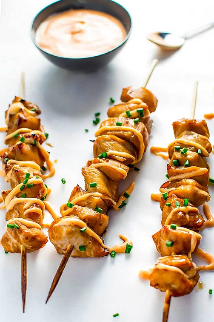 Image for Teriyaki Chicken Kabobs with Sriracha Cream