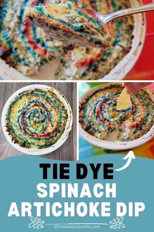 TIE DYE SPINACH ARTICHOKE DIP FOR A recipe for spinach artichoke dip.