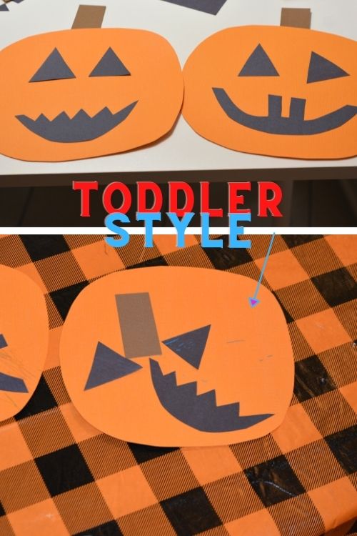 Toddler pumpkin making craft idea.