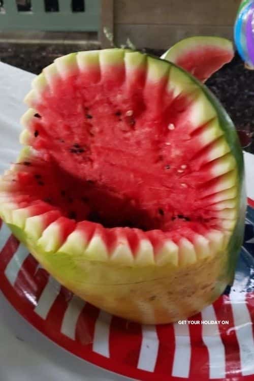 how realistic the shark melon looks on the table.