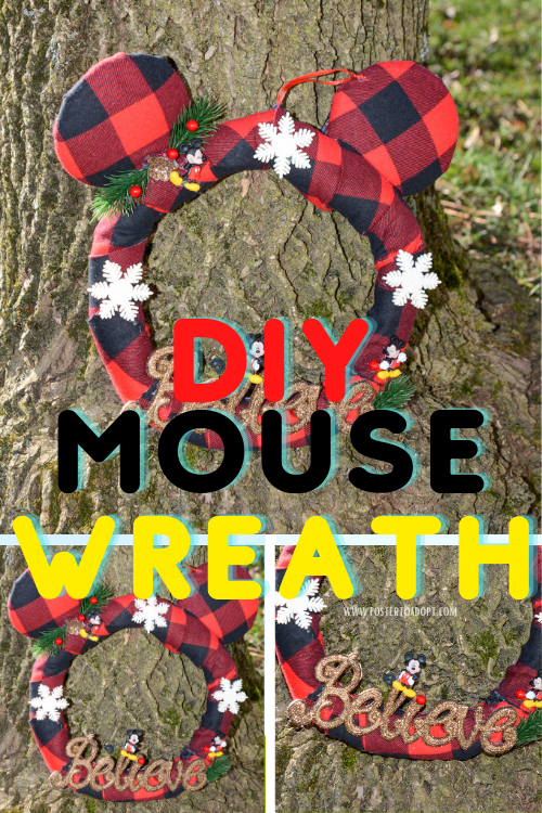 easy, festive, and budget friendly mouse wreath with Disney inspired theme.